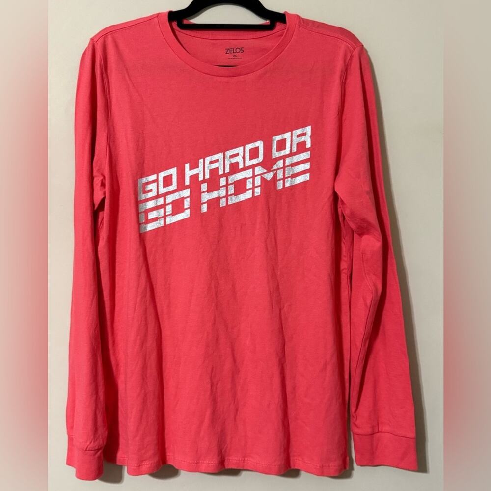 ZELOS women’s size XL long sleeve t-shirt CORAL GO HARD OR GO HOME active casual